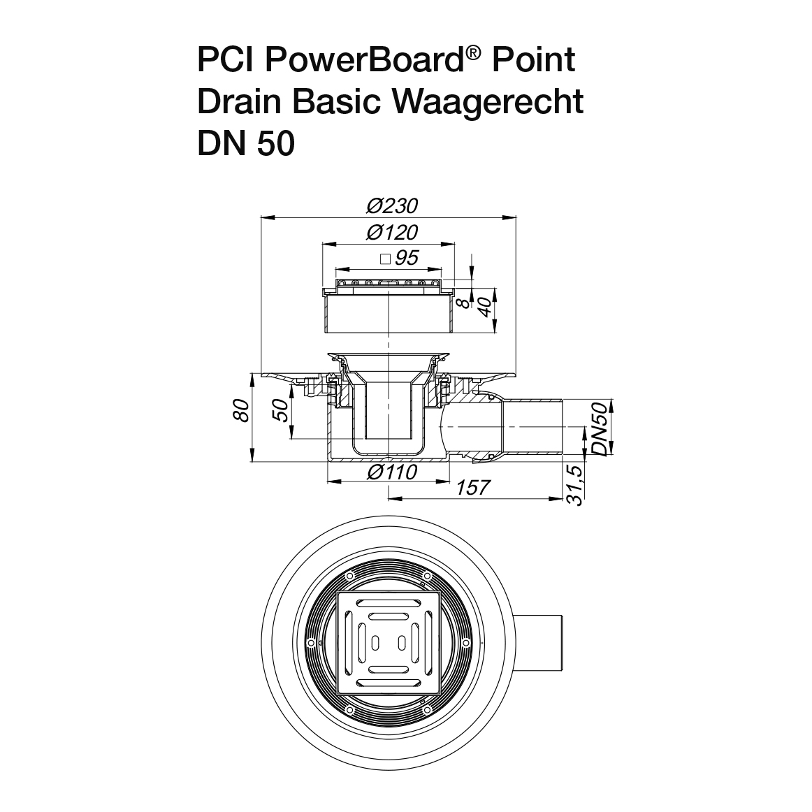 Bodenabläufe PCI PowerBoard Point Drain Basic-BEN10197