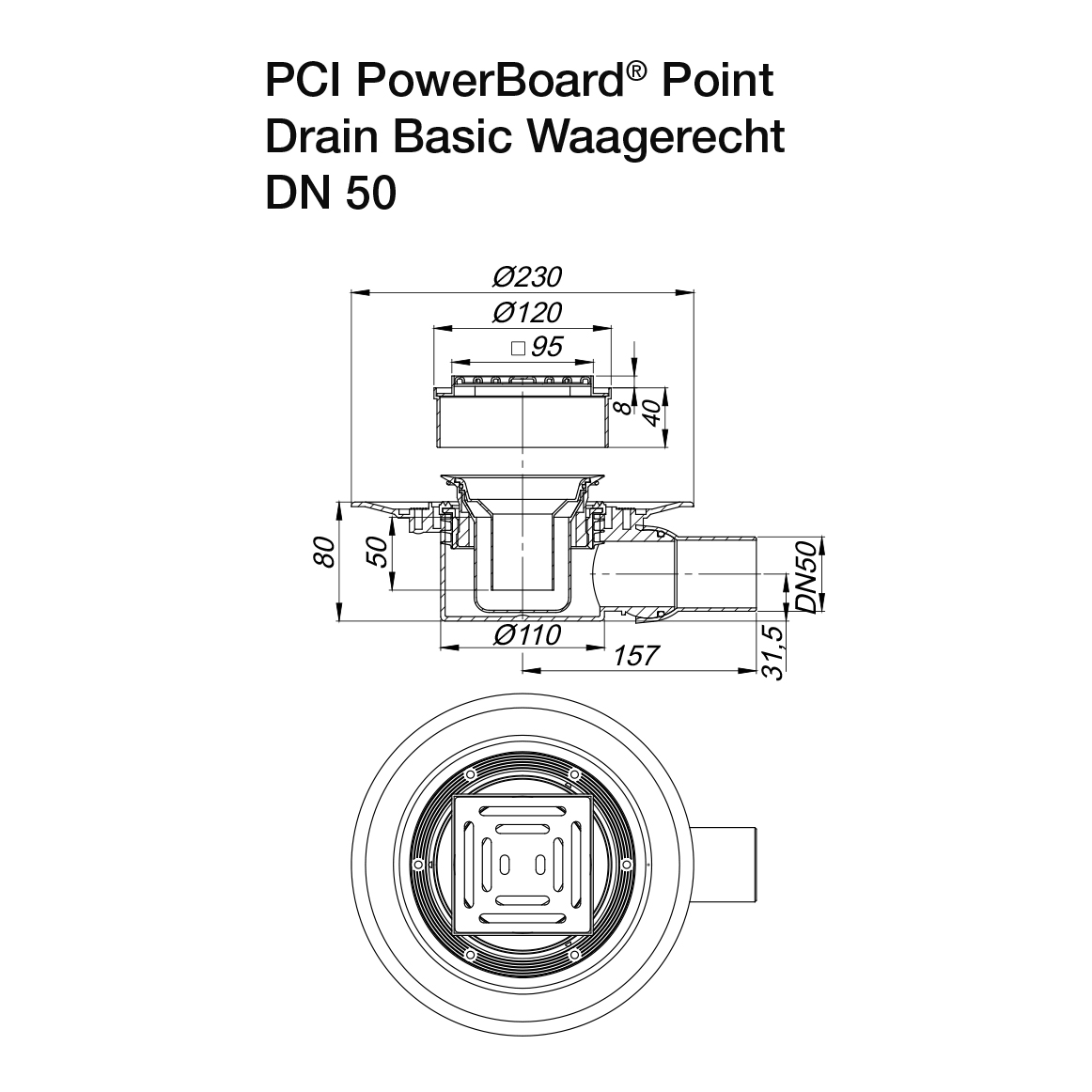 Scarichi a pavimento PCI PowerBoard Point Drain Basic