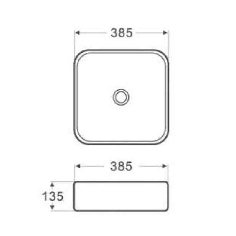 Waschbecken Quadratisch Aufsatzbecken Keramikwaschbecken 38,5 x 38,5 x 13 cm-BEN10134