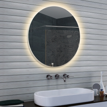 Specchio da bagno rotondo bianco neutro con illuminazione a LED