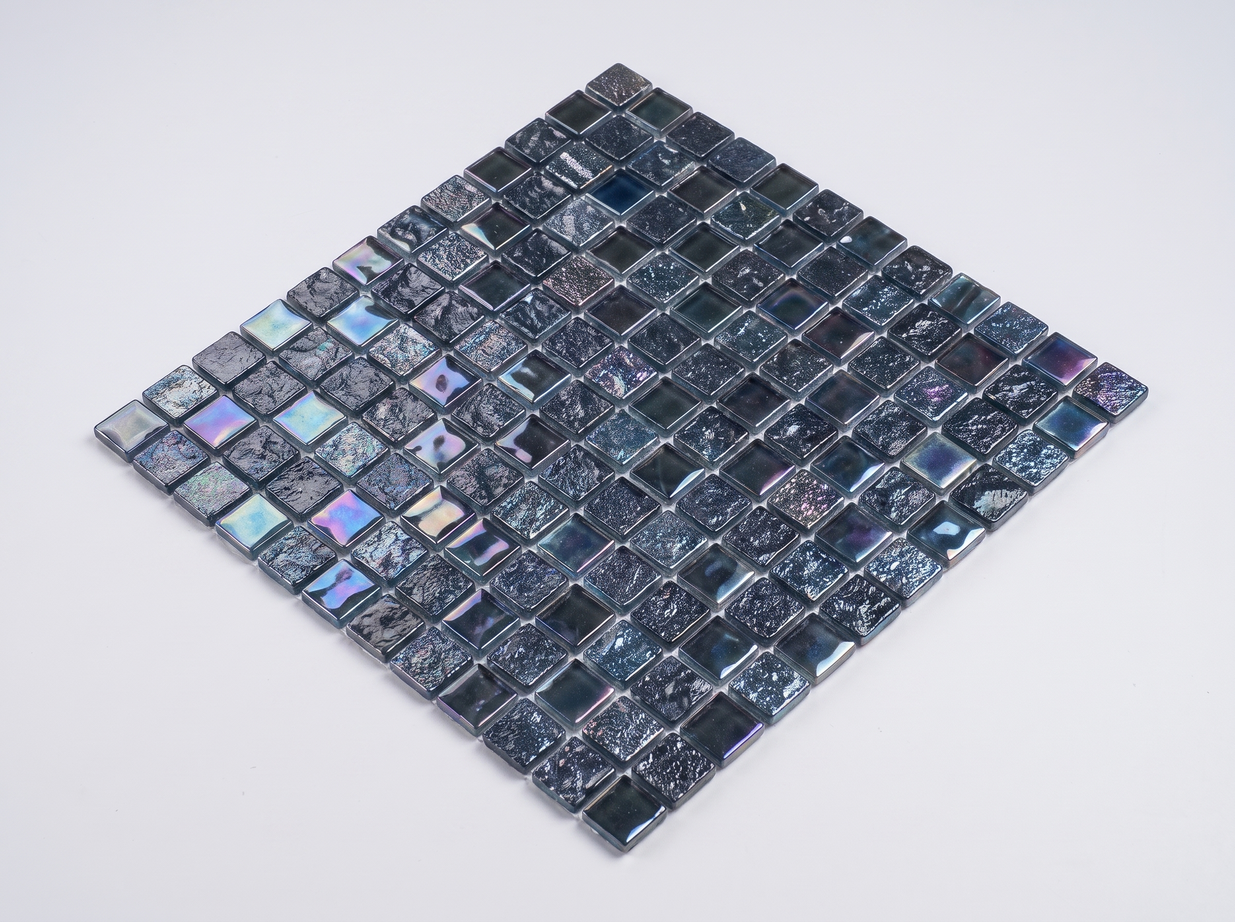 Glasmosaik 23×23 mm Dunkelblau Schimmer
