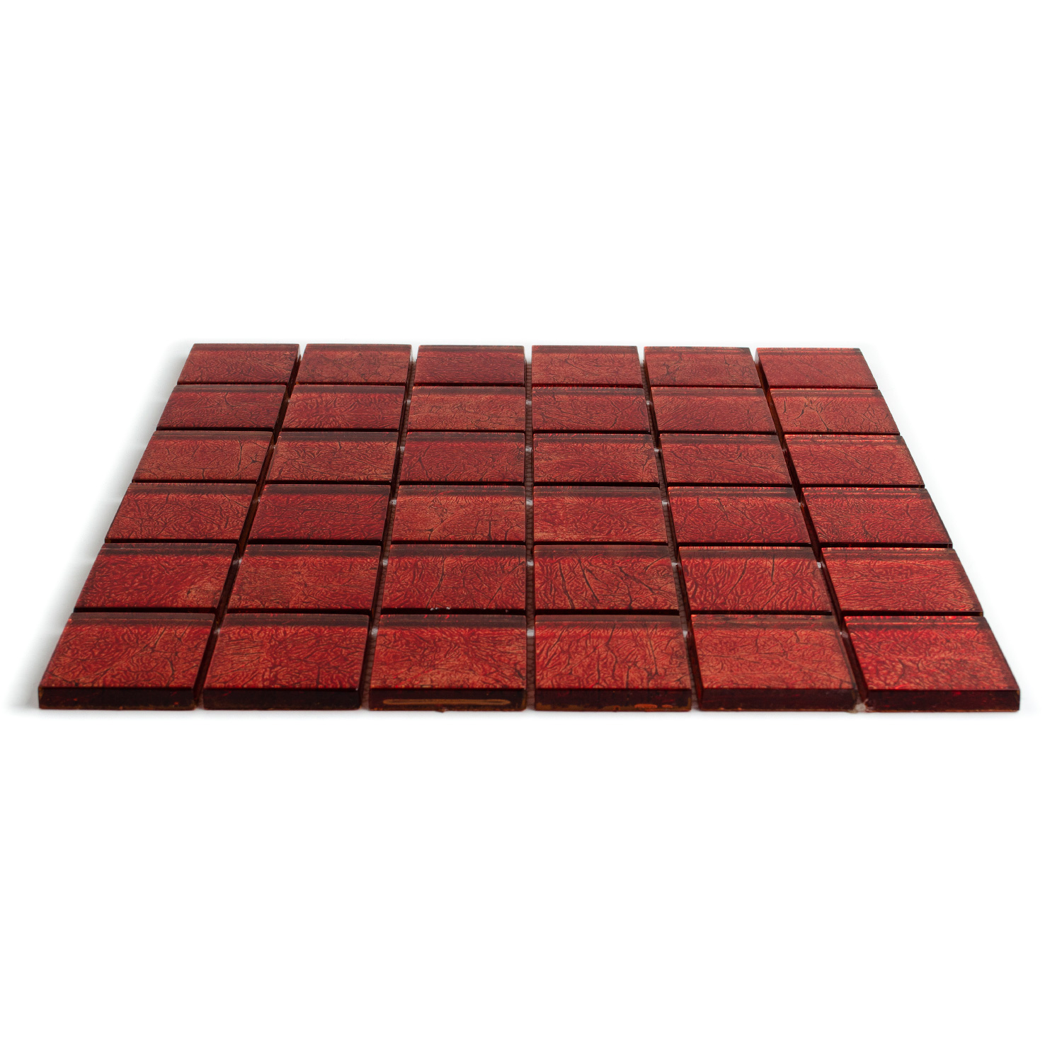 Mosaico di vetro rosso aspetto metallo Aaliyah 48x48mm 1 mat