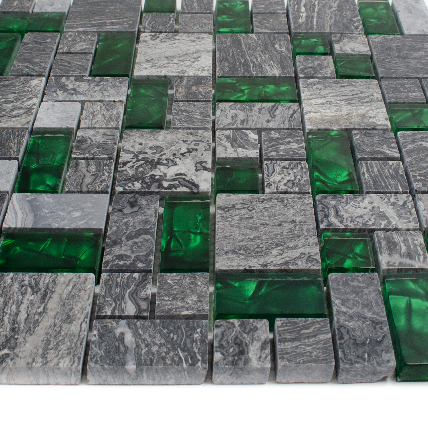 Mosaico in vetro mosaico in pietra naturale verde Pacchetto mix di pietre Abigal