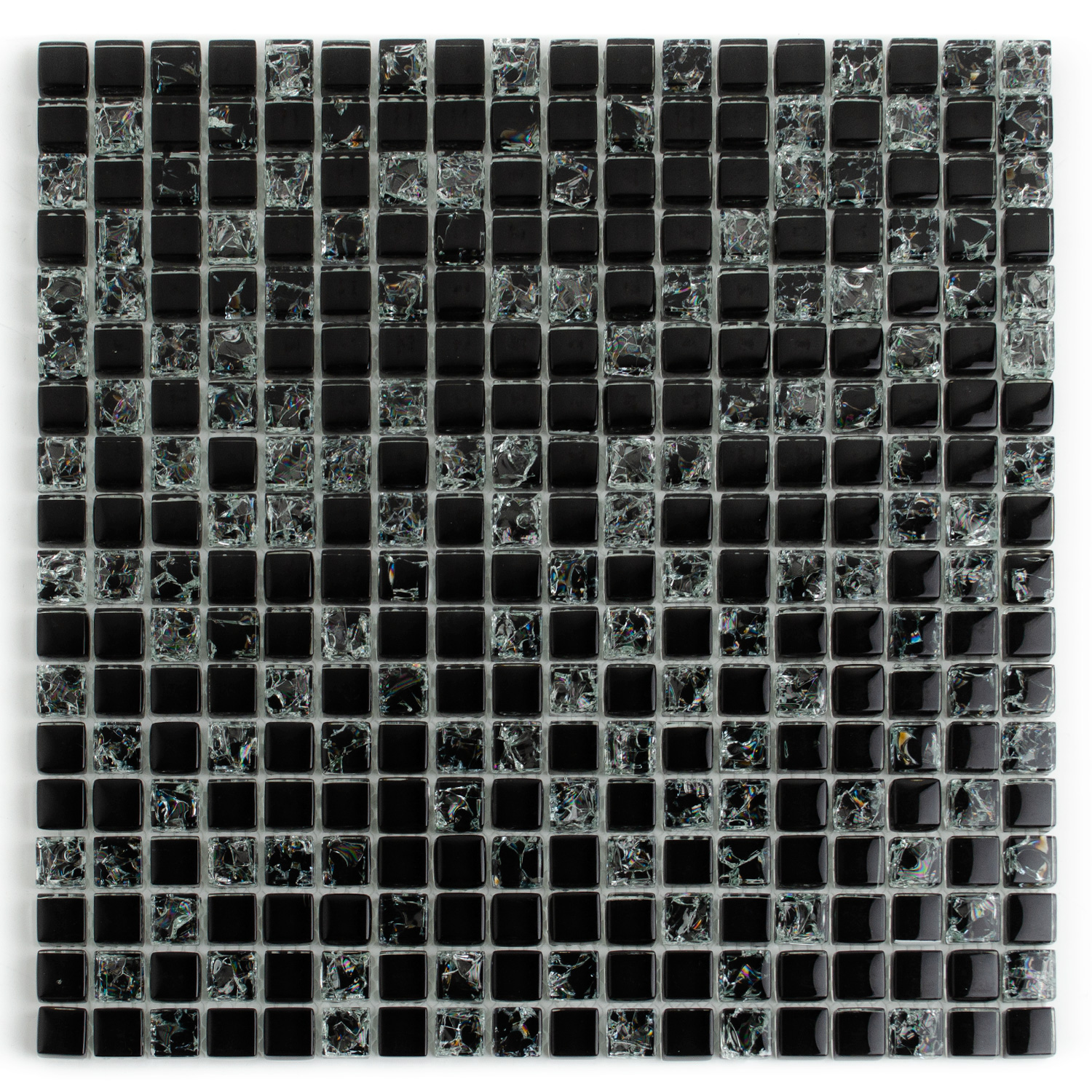 Mosaico in vetro Gaby Nero con effetto frattura 1 mat