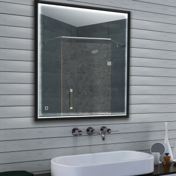 Specchio da bagno di design a LED nero opaco dimmerabile touch 80x70 cm