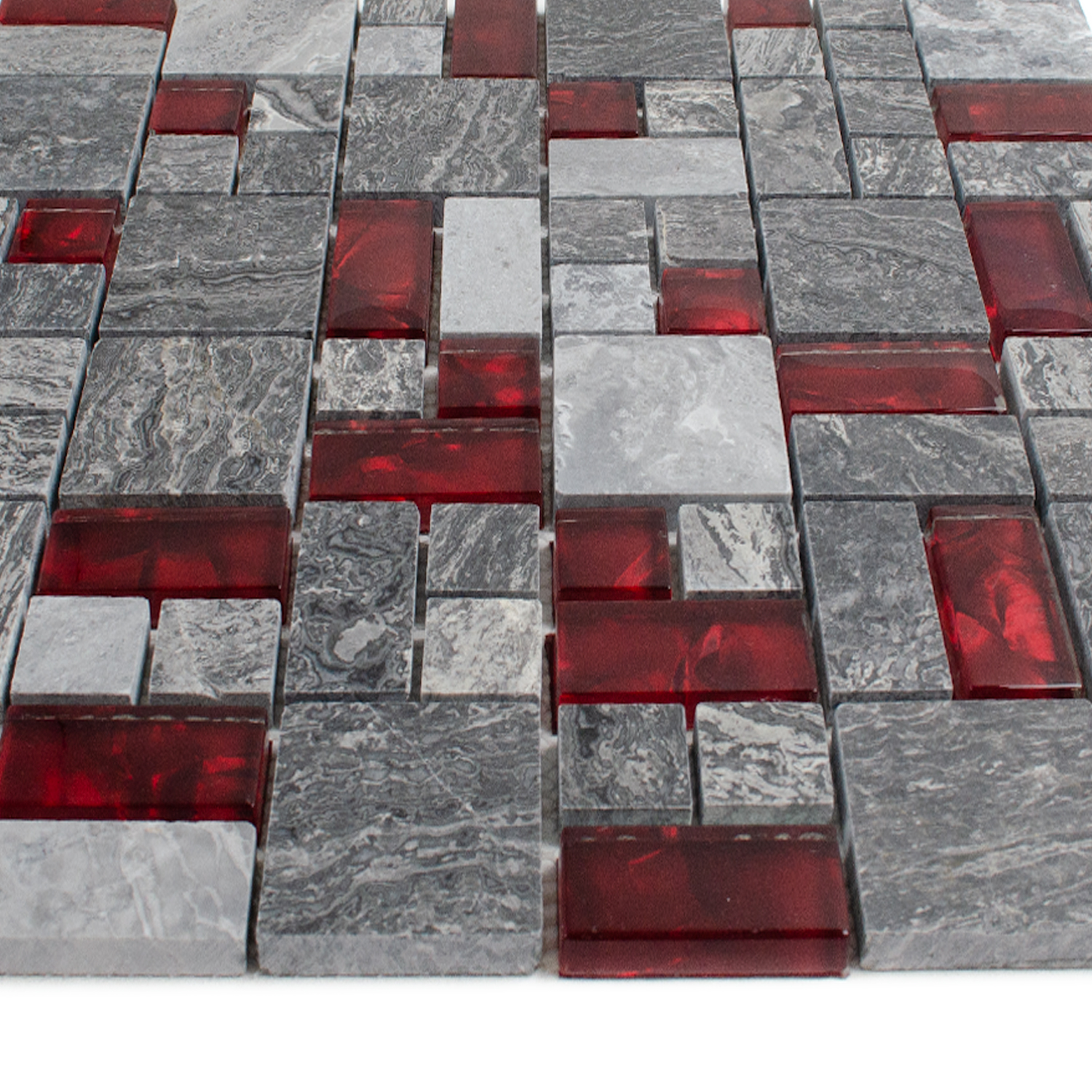 Mosaico in vetro rosso mosaico in pietra naturale Abigal stone mix