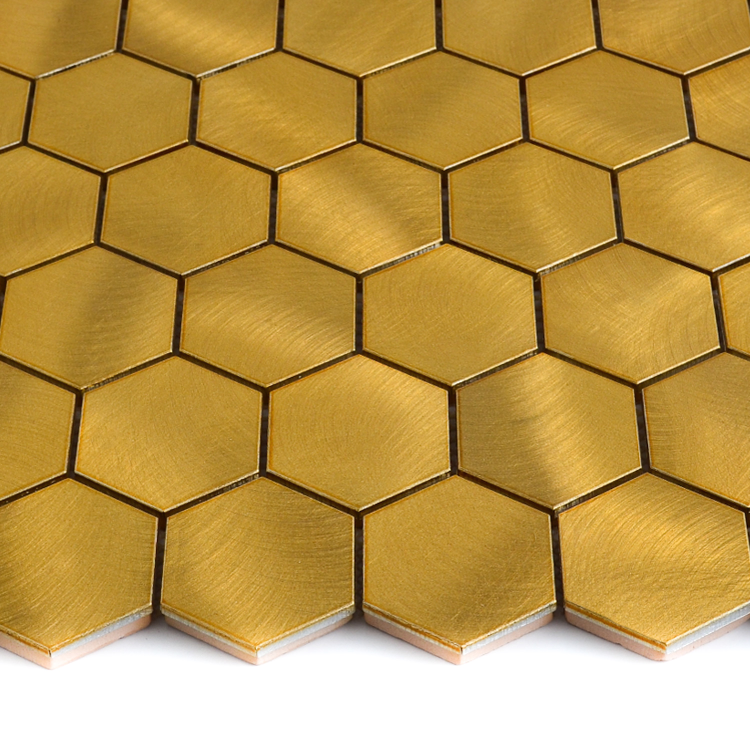 Hexagonmosaik Mosaikfliesen Gold Marcia Gebürstet-BEN10217 Hexagonmosaik Mosaikfliesen Gold Marcia Gebürstet-BEN10217