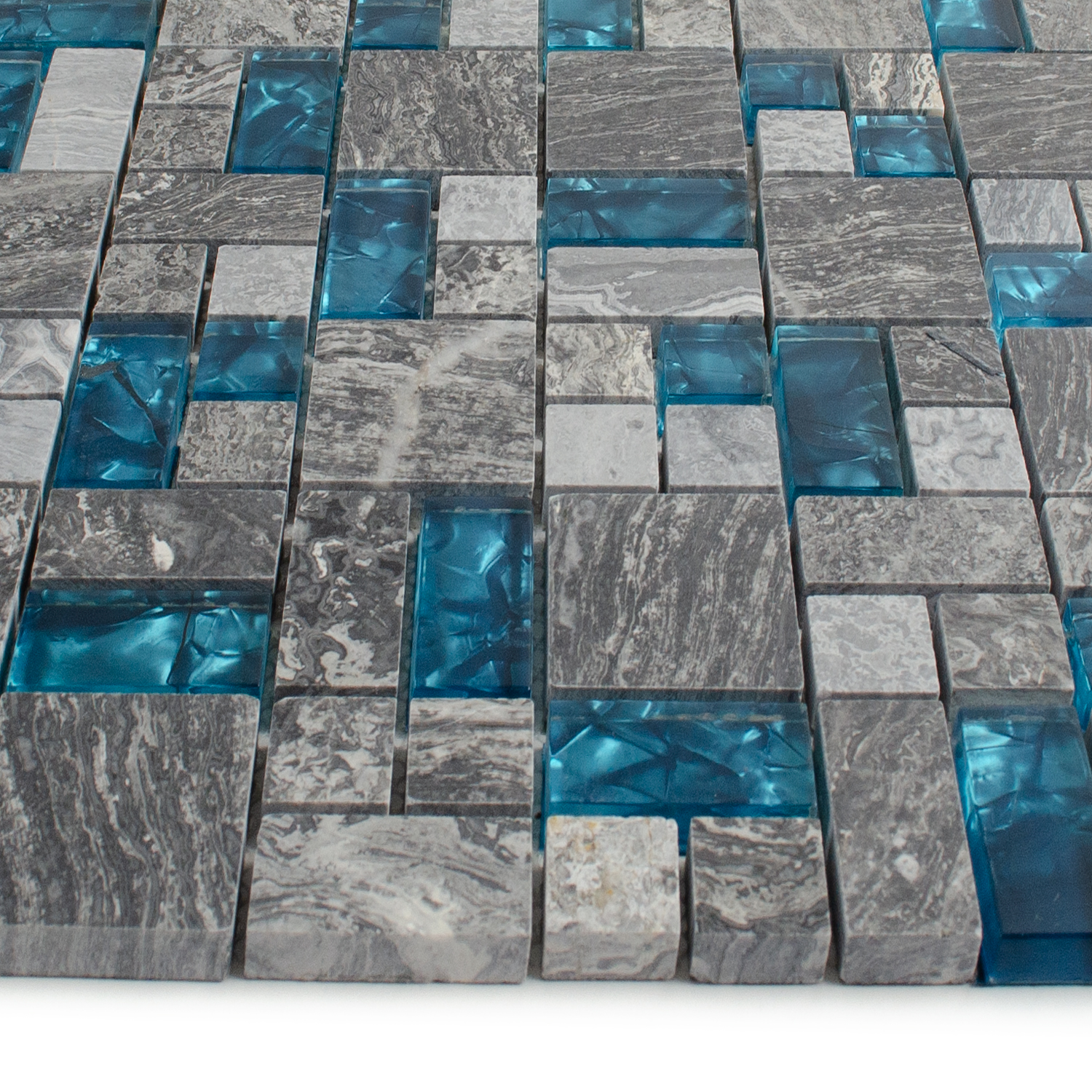 Mosaico in vetro blu mosaico in pietra naturale Abigal stone mix mat