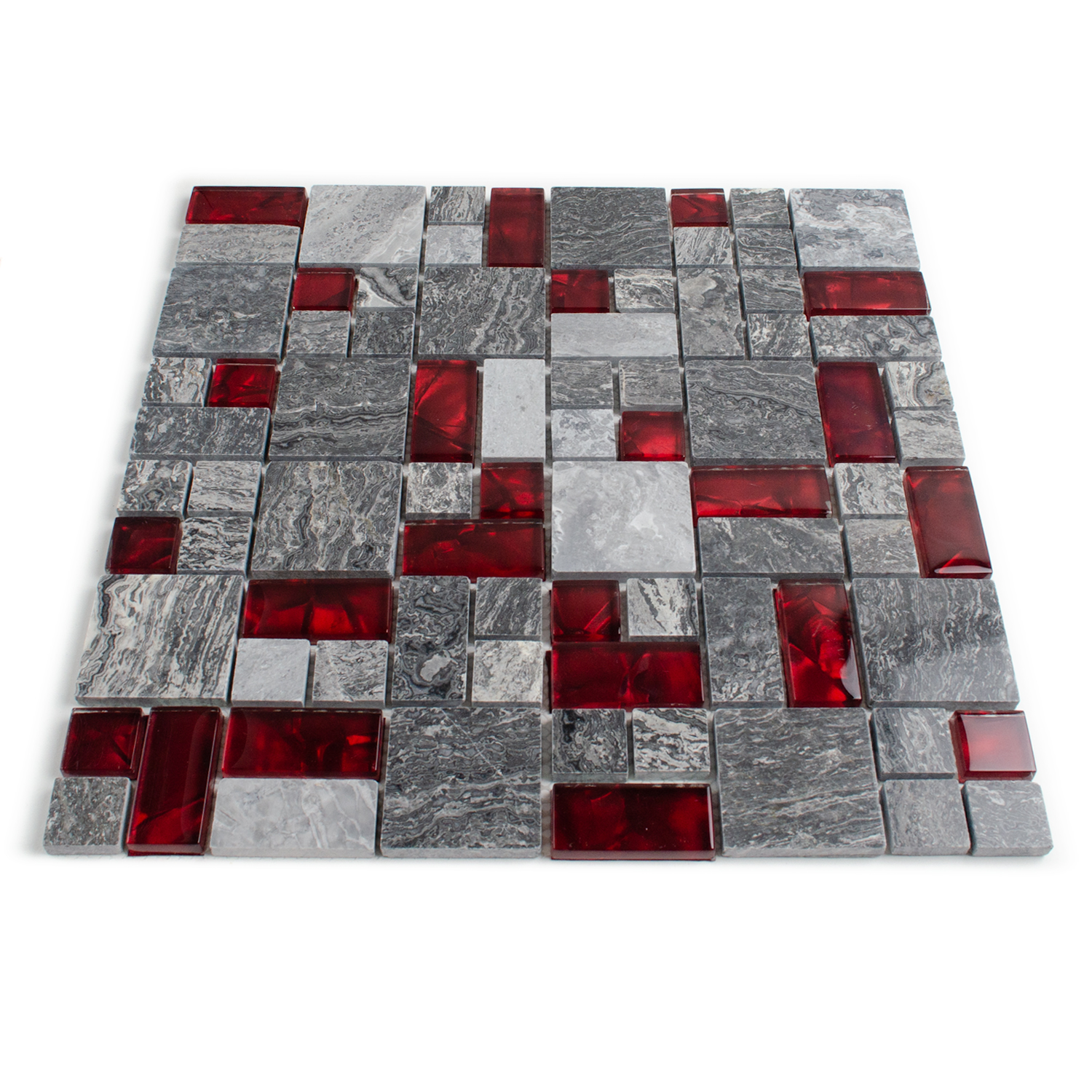 Mosaico in vetro rosso mosaico in pietra naturale Abigal stone mix