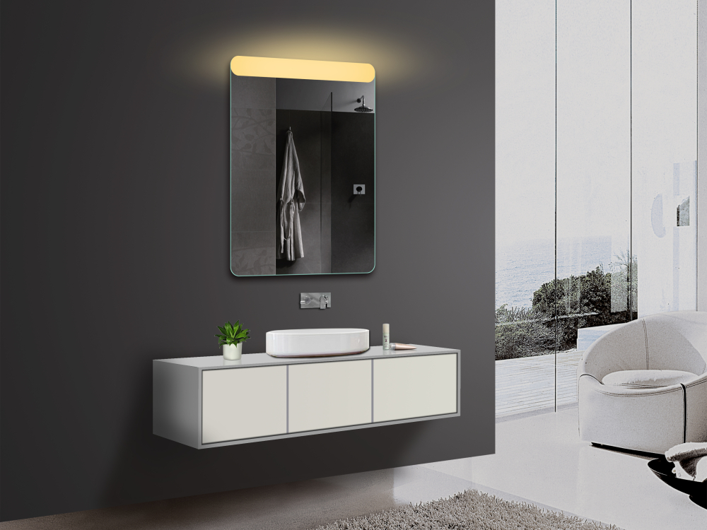 Specchio da parete di design a LED a luce calda/fredda con altoparlante Bluetooth 61x80x3cm