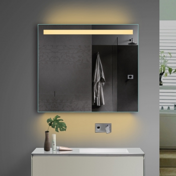 Specchio da bagno con illuminazione a LED luce fredda/calda con presa 80x70cm