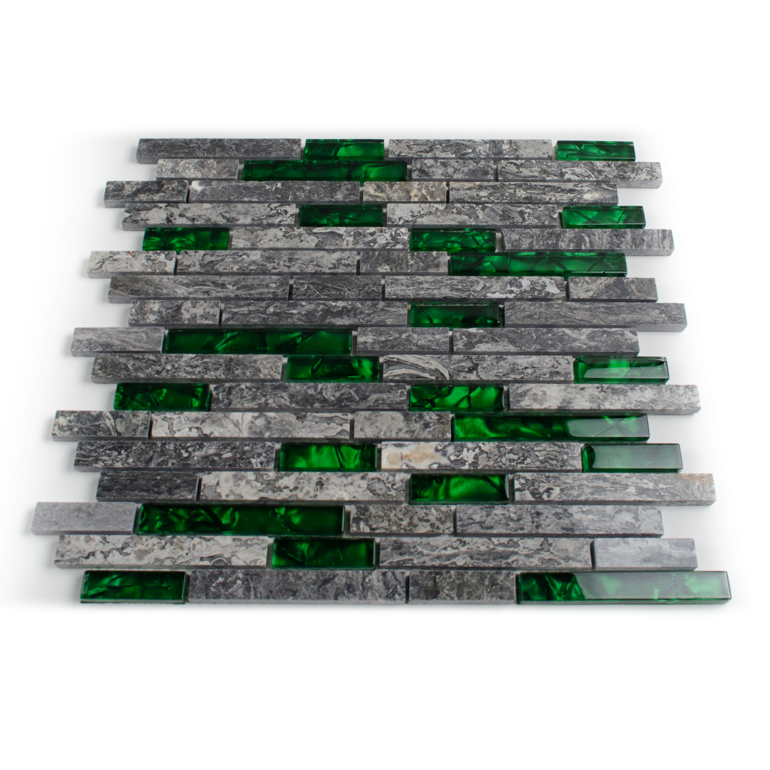 Glasmosaik Grün Natursteinmosaik Abigal Brick Matte-BEN10208.1