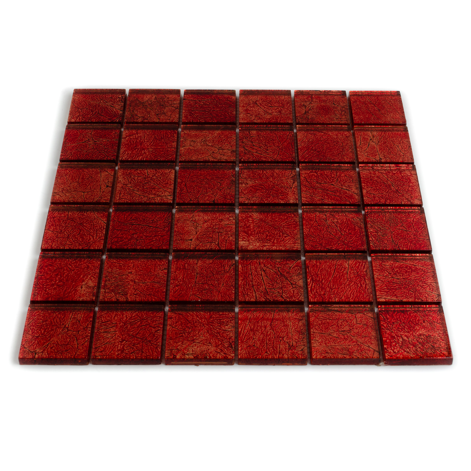 Mosaico di vetro rosso aspetto metallo Aaliyah 48x48mm 1 confezione