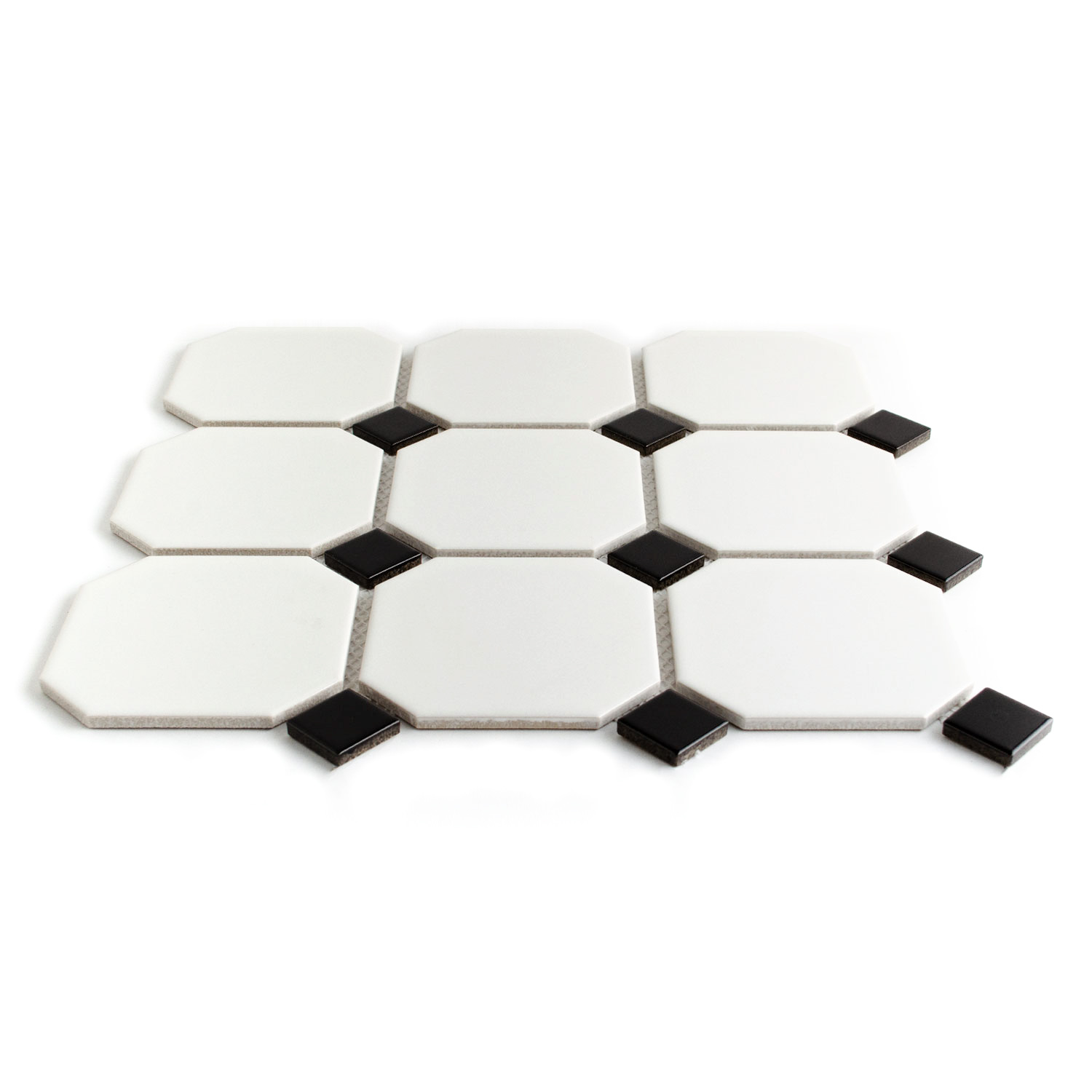 Mosaico in ceramica mosaico esagonale bianco nero confezione Karina