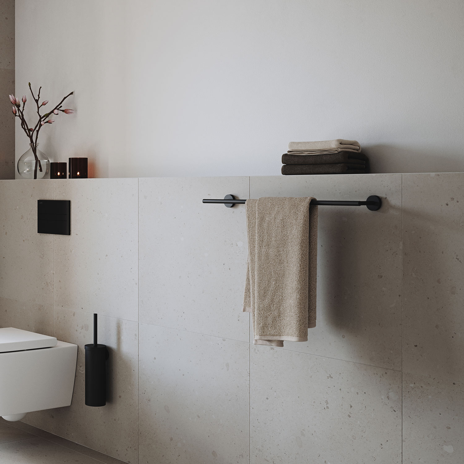 Accessori da bagno Smedbo serie Home Porta asciugamani doppio in ottone spazzolato Accessori da bagno Smedbo serie Home Porta asciugamani doppio in ottone spazzolato